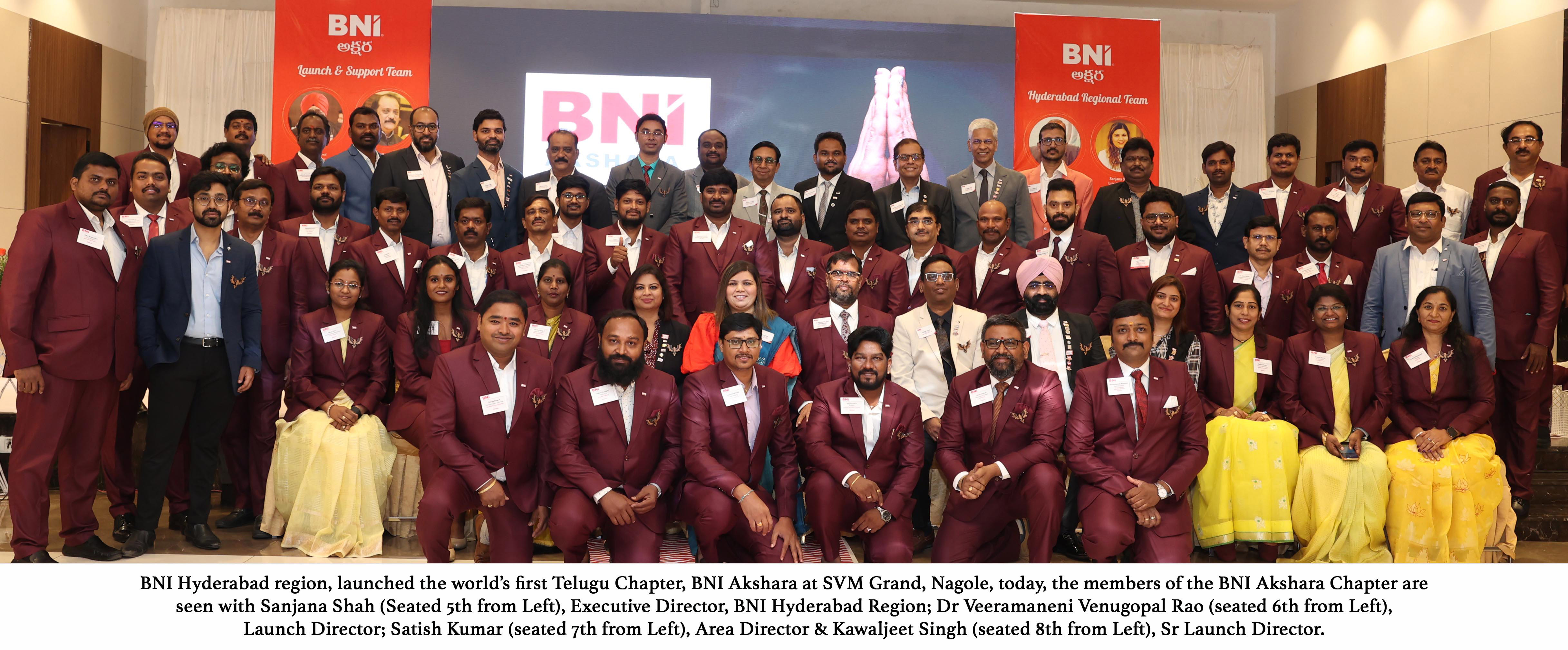 BNI Hyderabad region launches World’s first Telugu Chapter, BNI Akshara at Nagole!